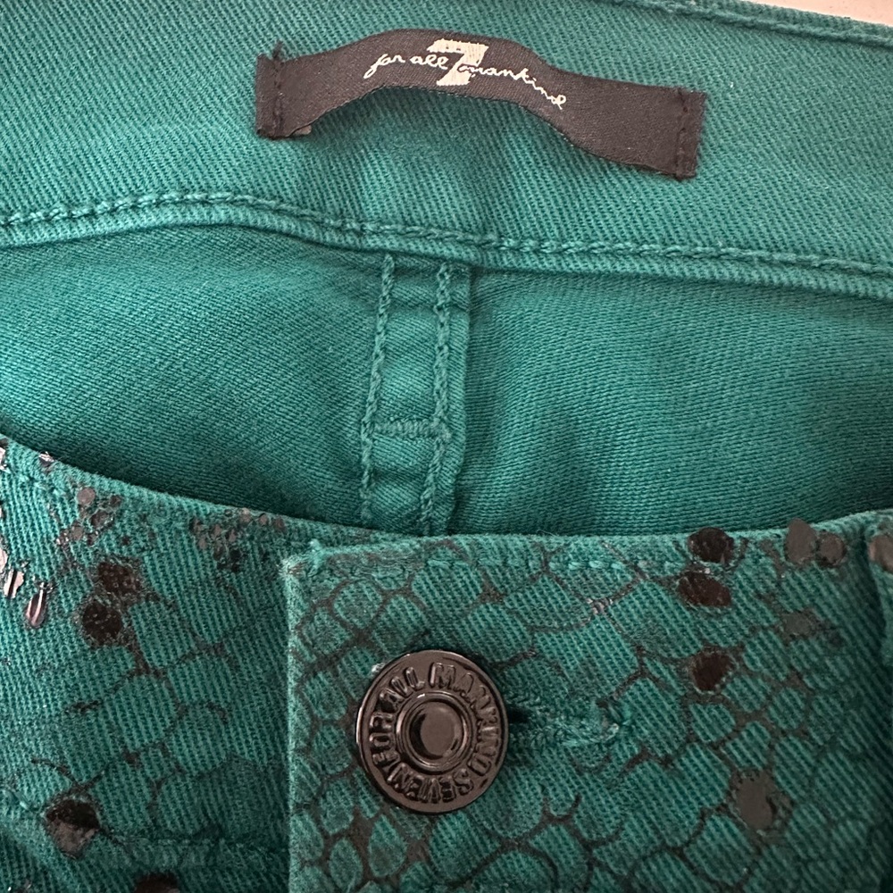 Women’s 7 For All Mankind Teal Snake Skin Jeans